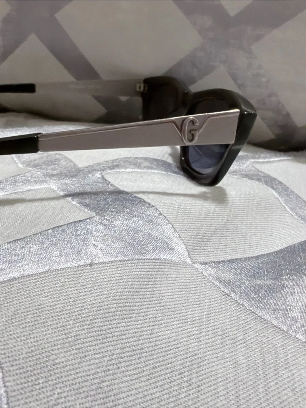 Versace Black Frame Sunglasses with Blue Tinted Lenses